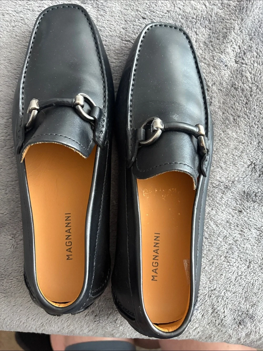 Cole Hahn Black Leather Loafers with Silver Bit